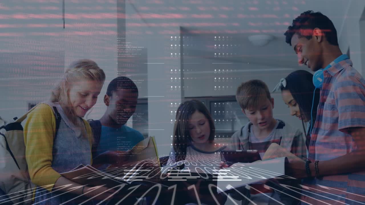 Data processing and binary coding over group of diverse kids studying at school