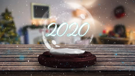 2020 on a snow globe