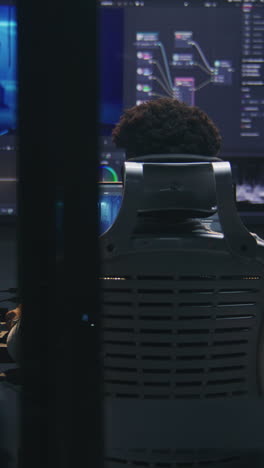 video editing post-production room