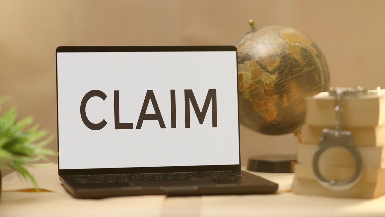 CLAIM DISPLAYED IN LEGAL LAPTOP SCREEN