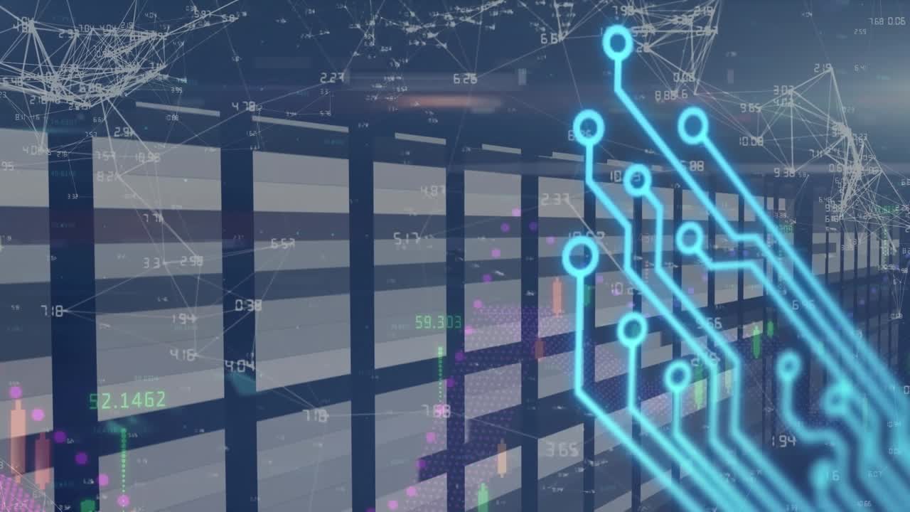 Animation of network of connections over server room