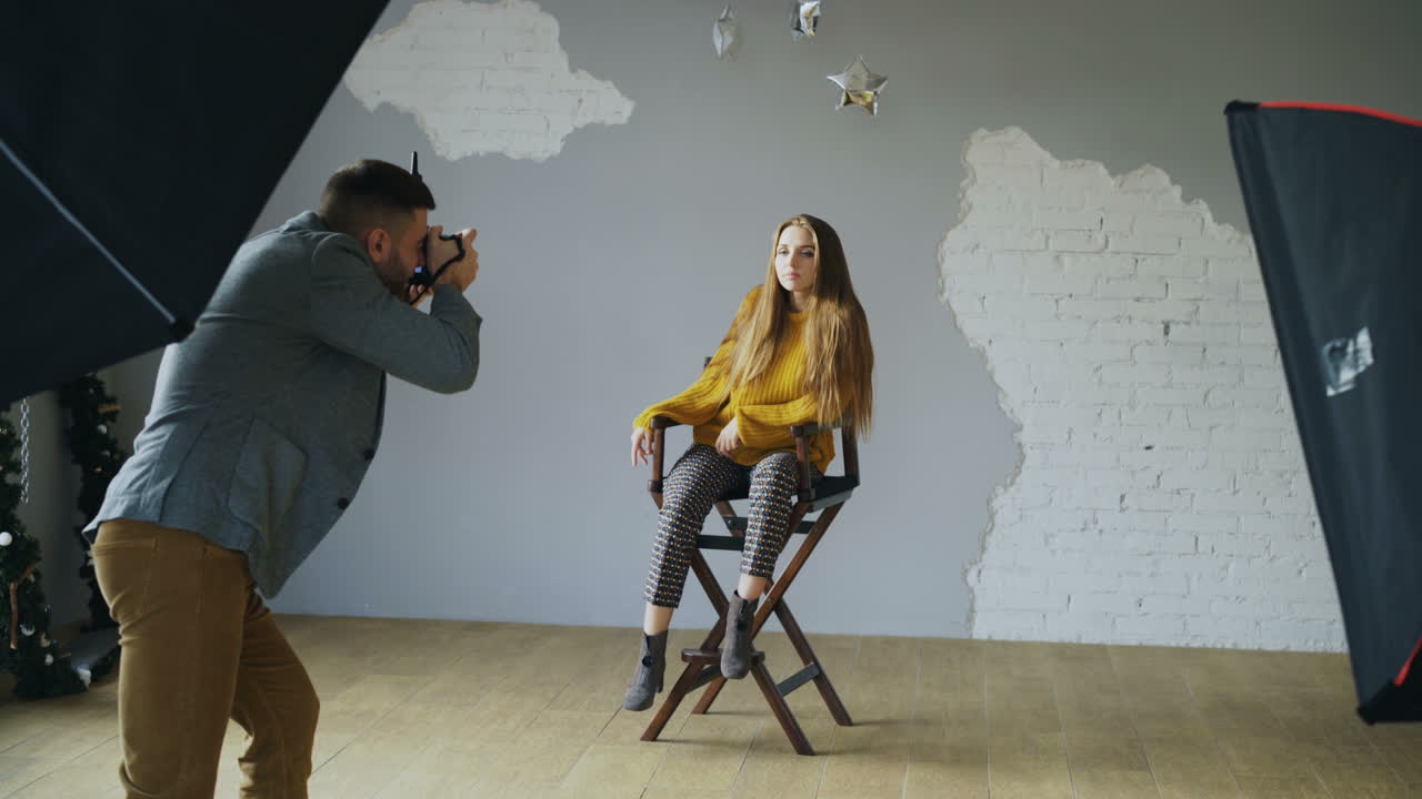 Professional photo shoot in a studio