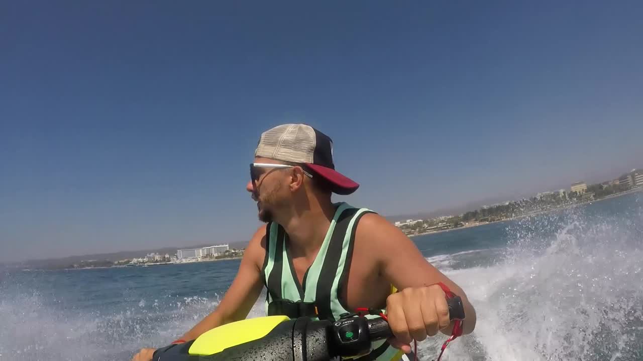 Man riding jet ski on the sea