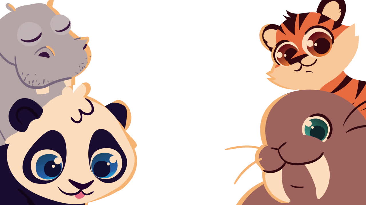 группа животных персонажей анимация