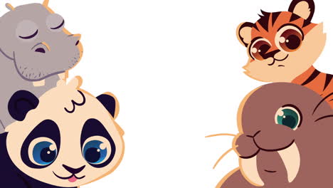 group of animals characters animation