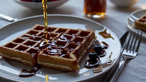 waffles with maple syrup and berries