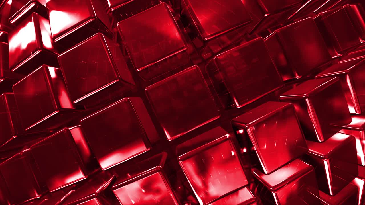 Abstract Red Metallic Cubes Background