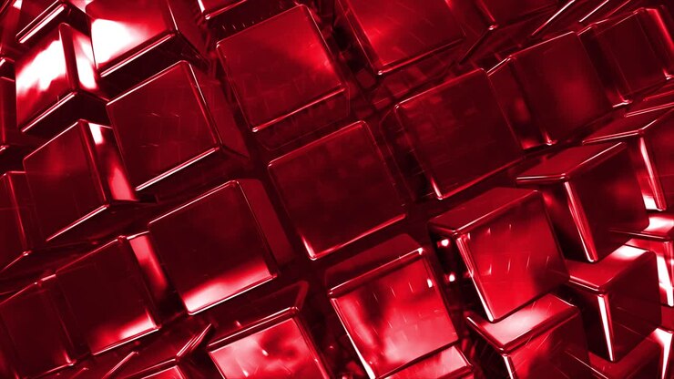 Abstract Red Metallic Cubes Background