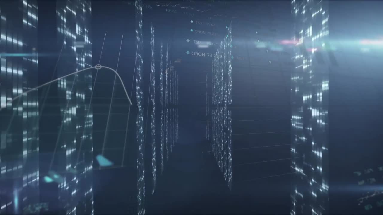 컴퓨터 서버를 통해 데이터 처리의 애니메이션