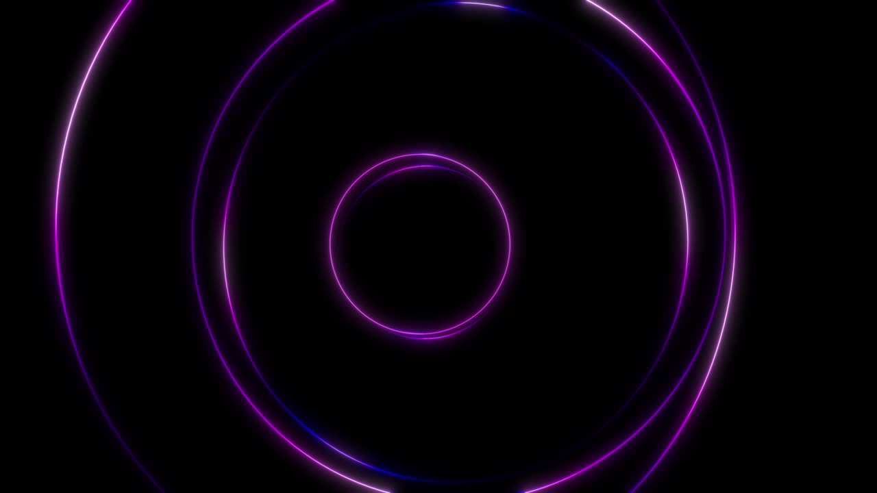 círculos de neón futuristas abstractos de bucle sin costuras. brillo circular. 4k