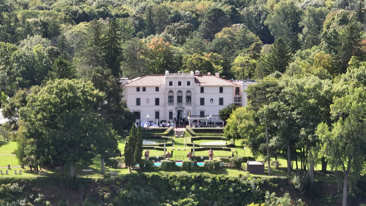 Lakefront Luxury Wedding Venue At Geneva On The Lake In Geneva, New York, United States. Aerial Drone Shot