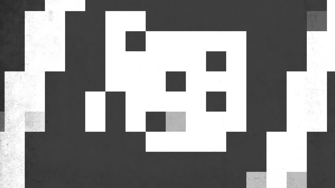 un pixel art en blanco y negro