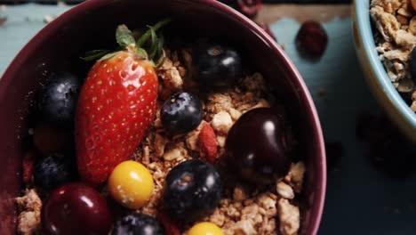 healthy breakfast in a bowl on a table 4k