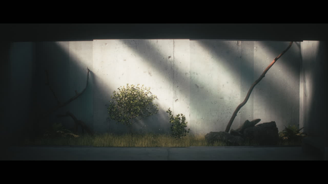 Modern Concrete Interior with Plants