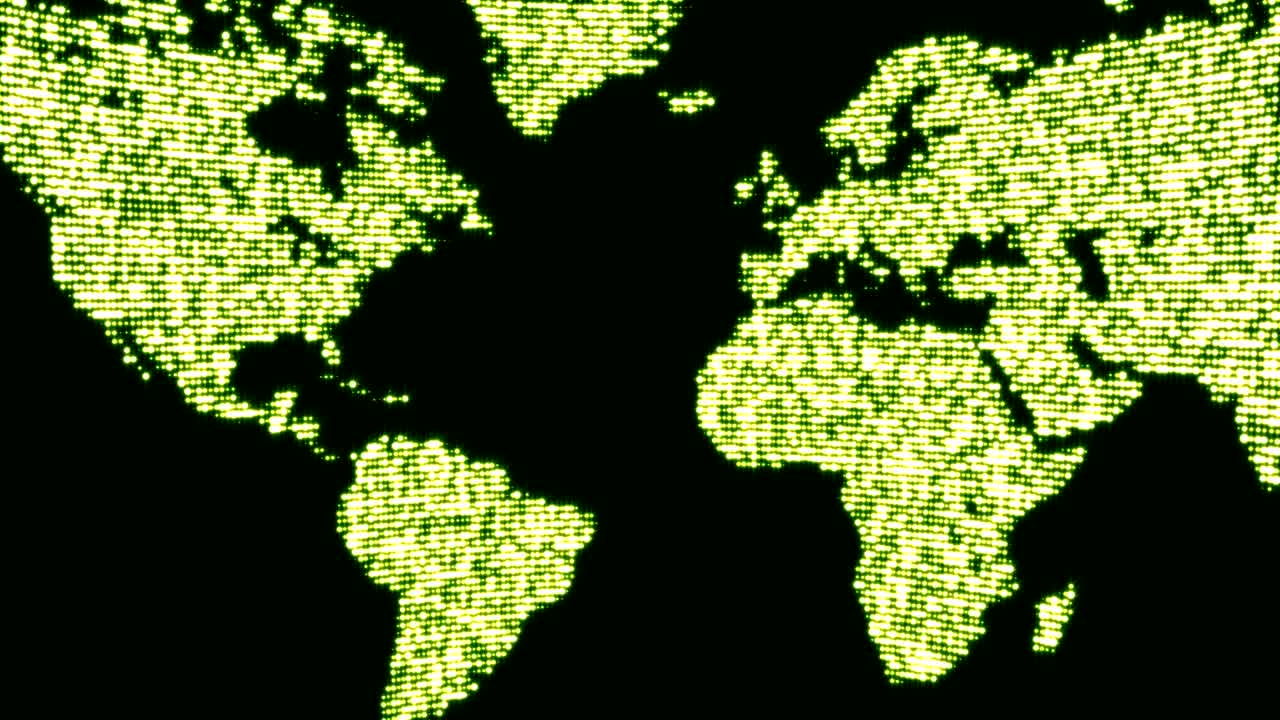 el mapa digital del mundo verde en puntos.