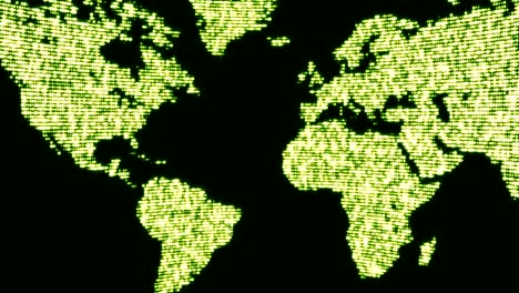 digital green world map in dots.