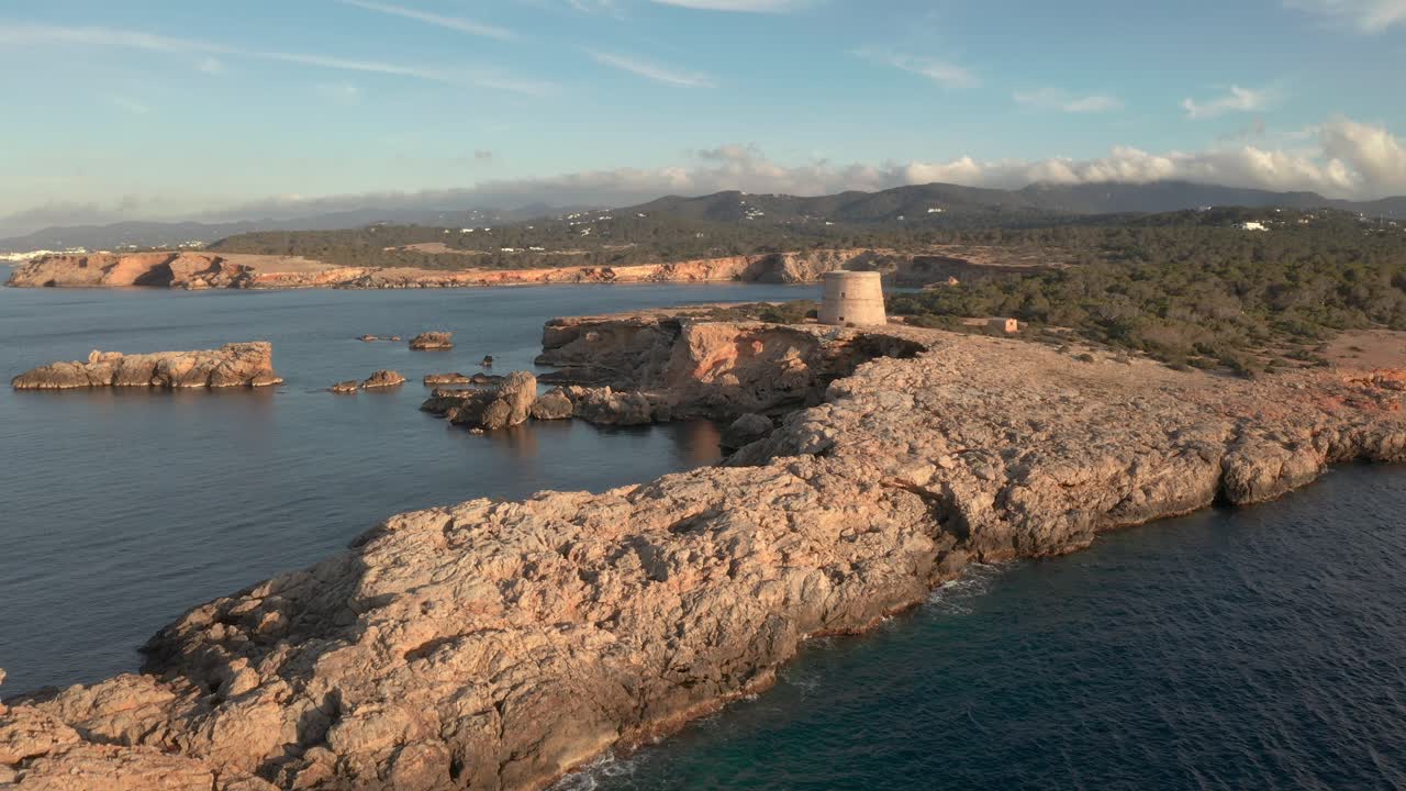 Dramatic view of pirate tower in Ibiza