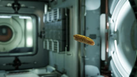 marinated pickled cucumber floating in internation space station