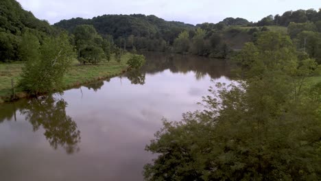 Aerial-slow-move-into-the-new-river-near-mouth-of-wilson-nc,-peaceful-river-of-beauty