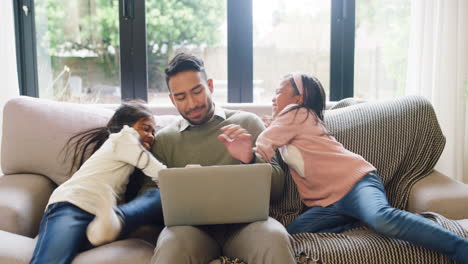 Father-typing-on-laptop-while-ADHD-mental-disorder