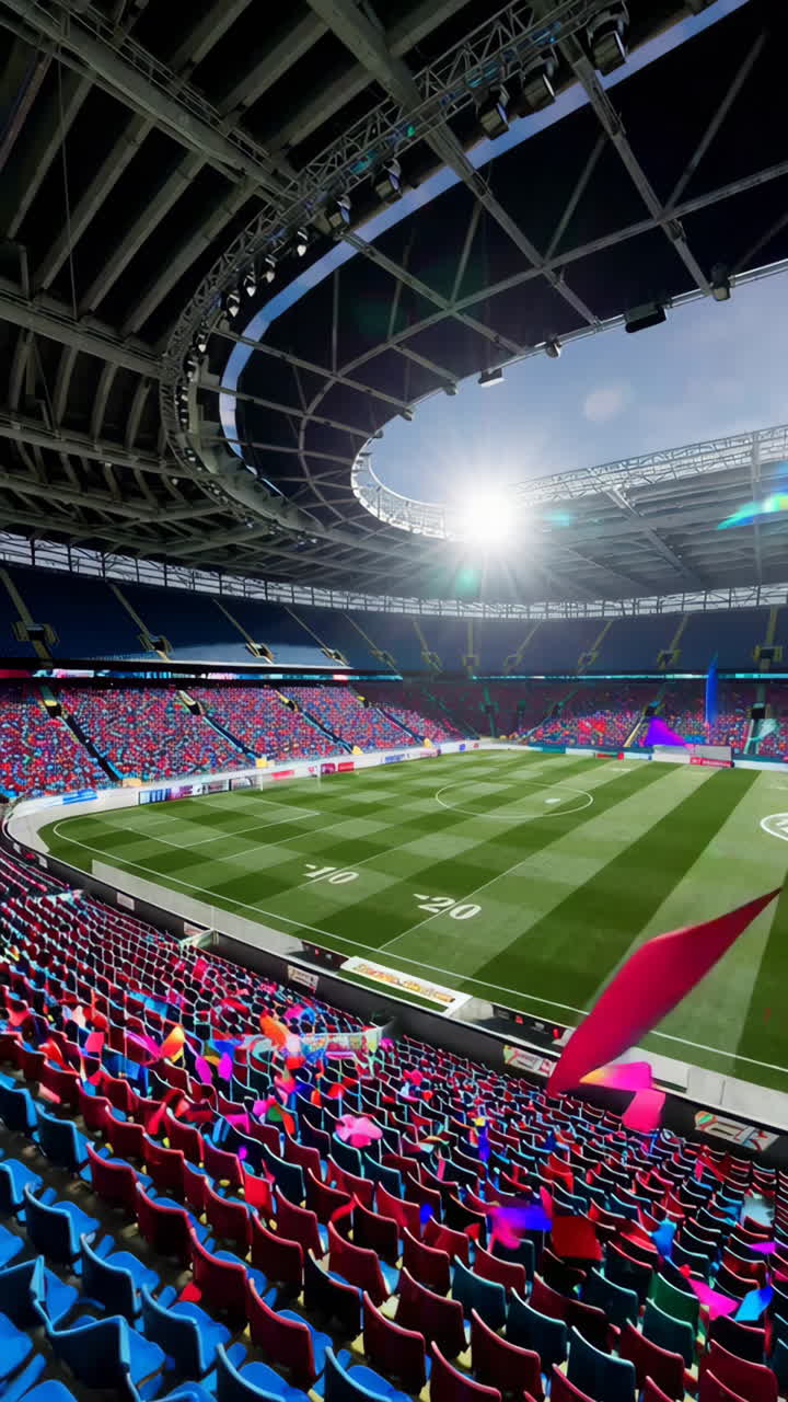 Confetti Celebration in a Sports Stadium