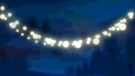 Animation of glowing fairy lights over winter landscape