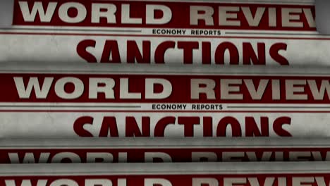 sanctions, economy blockade, politics and embargo news newspaper printing press