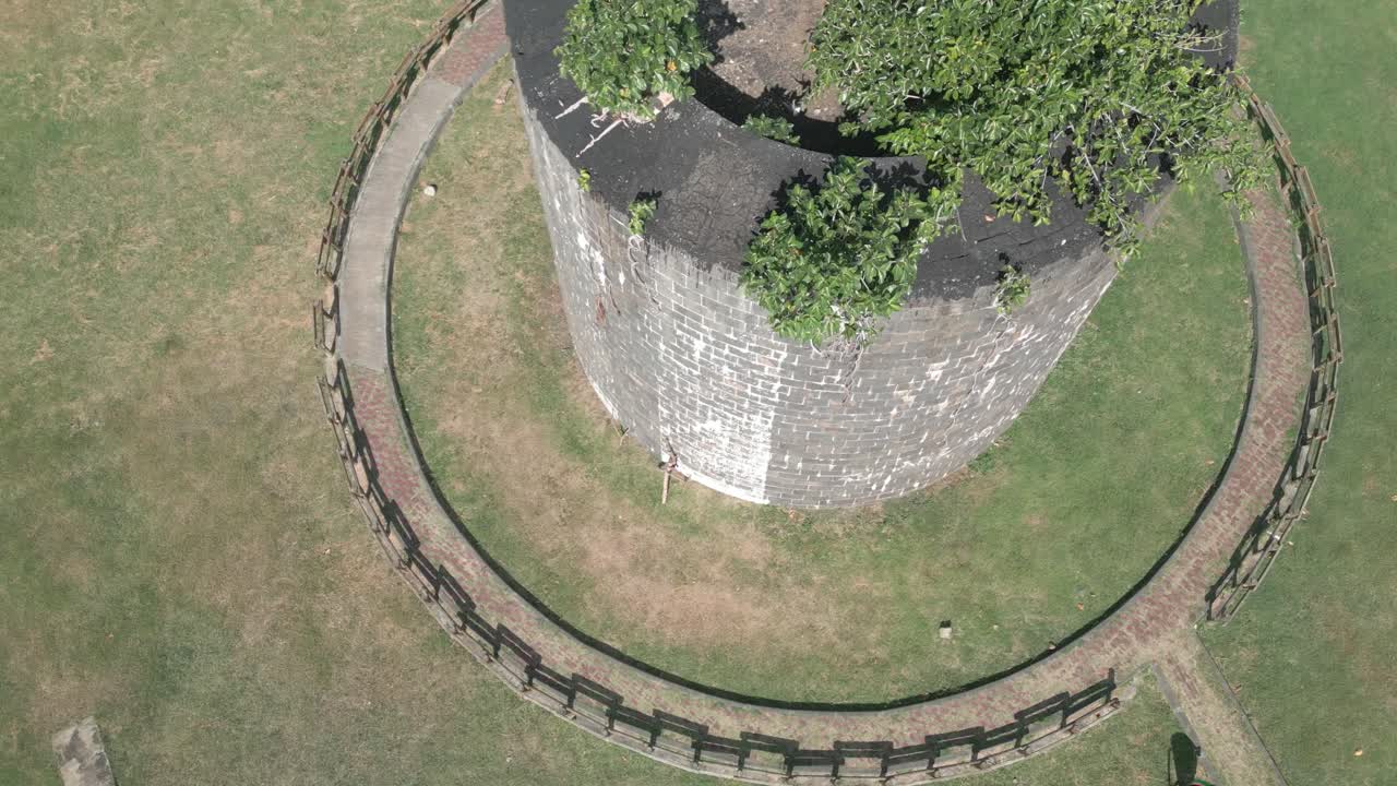 Mauritius - Port Louis -Fast descending view along the round defence tower Martello type made in stones