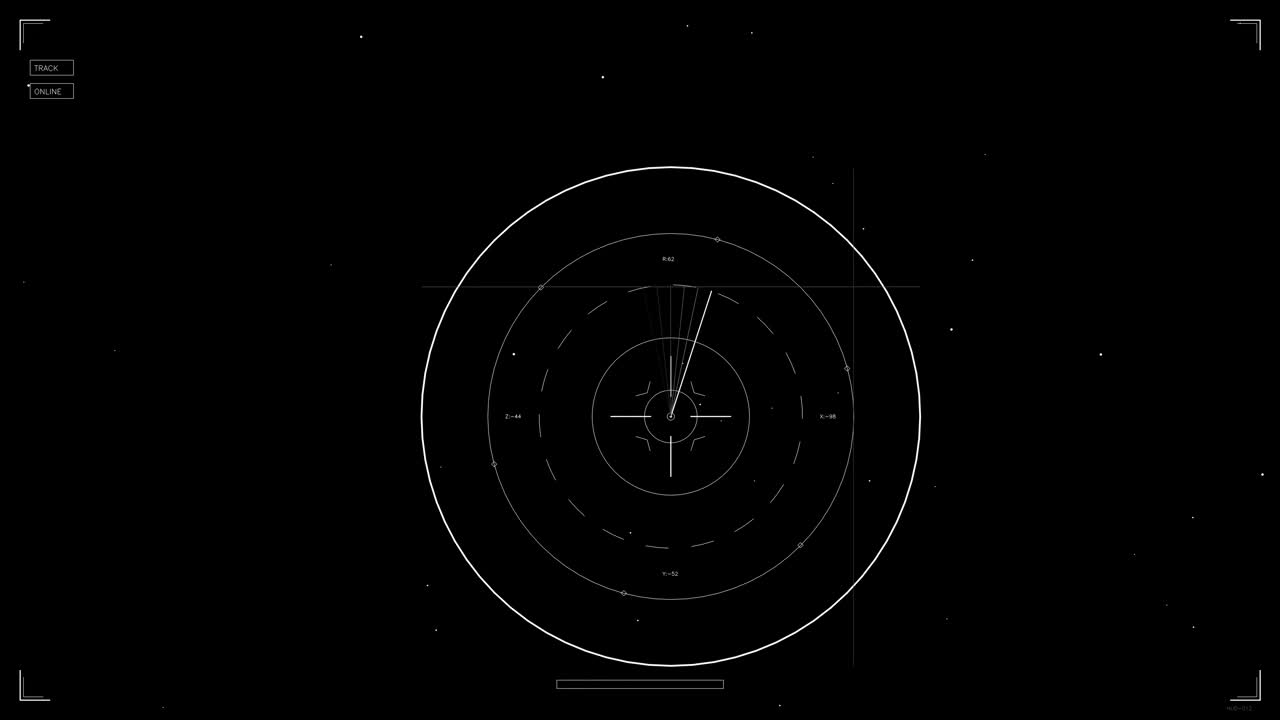 En digital grænseflade, der bruges i science fiction-omgivelser. Den har cirkulære mønstre, linjer og indikatorer. Nyttig til video- og webdesignprojekter.
