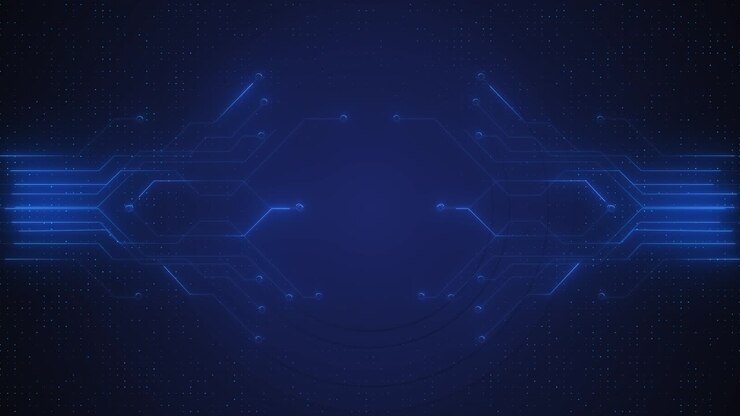 Forme astratte che creano un design di scheda madre per tecnologia di rete futuristica digitale ed elettronica