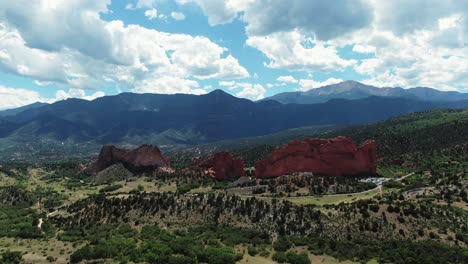 aerial view at garden of the gods park colorado springs, pan down shot