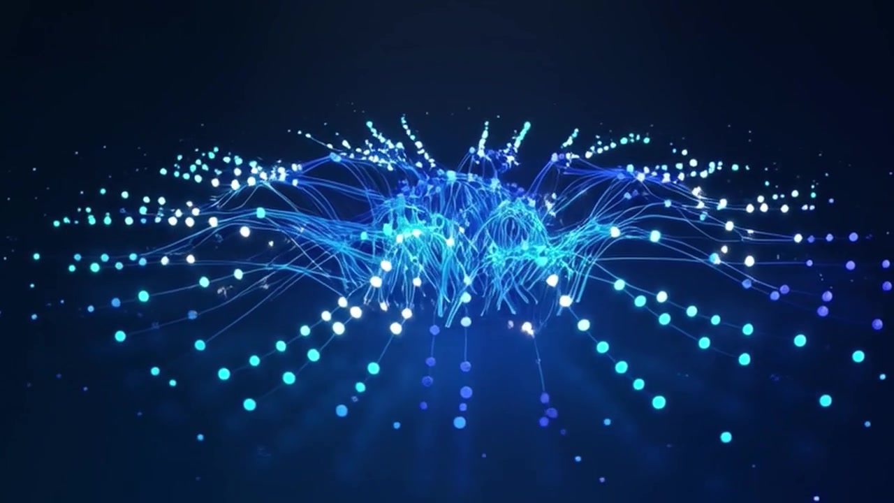 Abstract Digital Network Connection with Glowing Blue Nodes and Lines