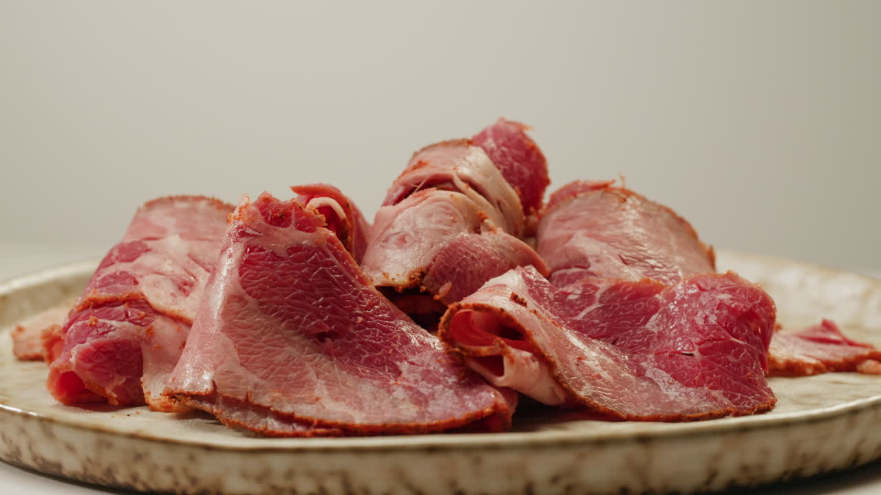 Sliced Cured Meat on a Plate