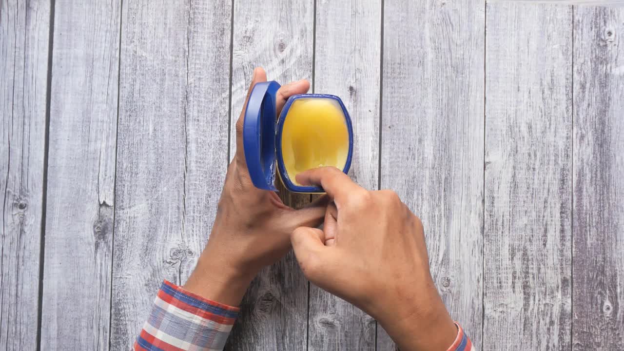 Applying hand cream