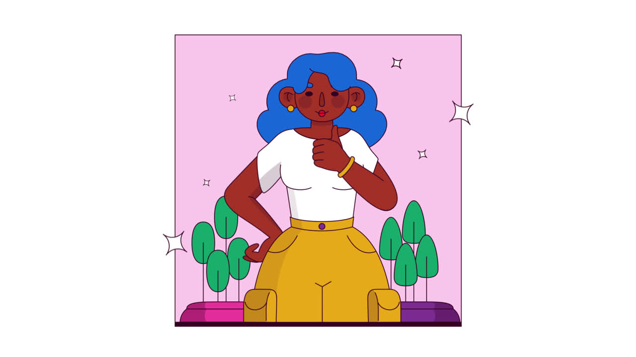 mujer feliz con los pulgares hacia arriba