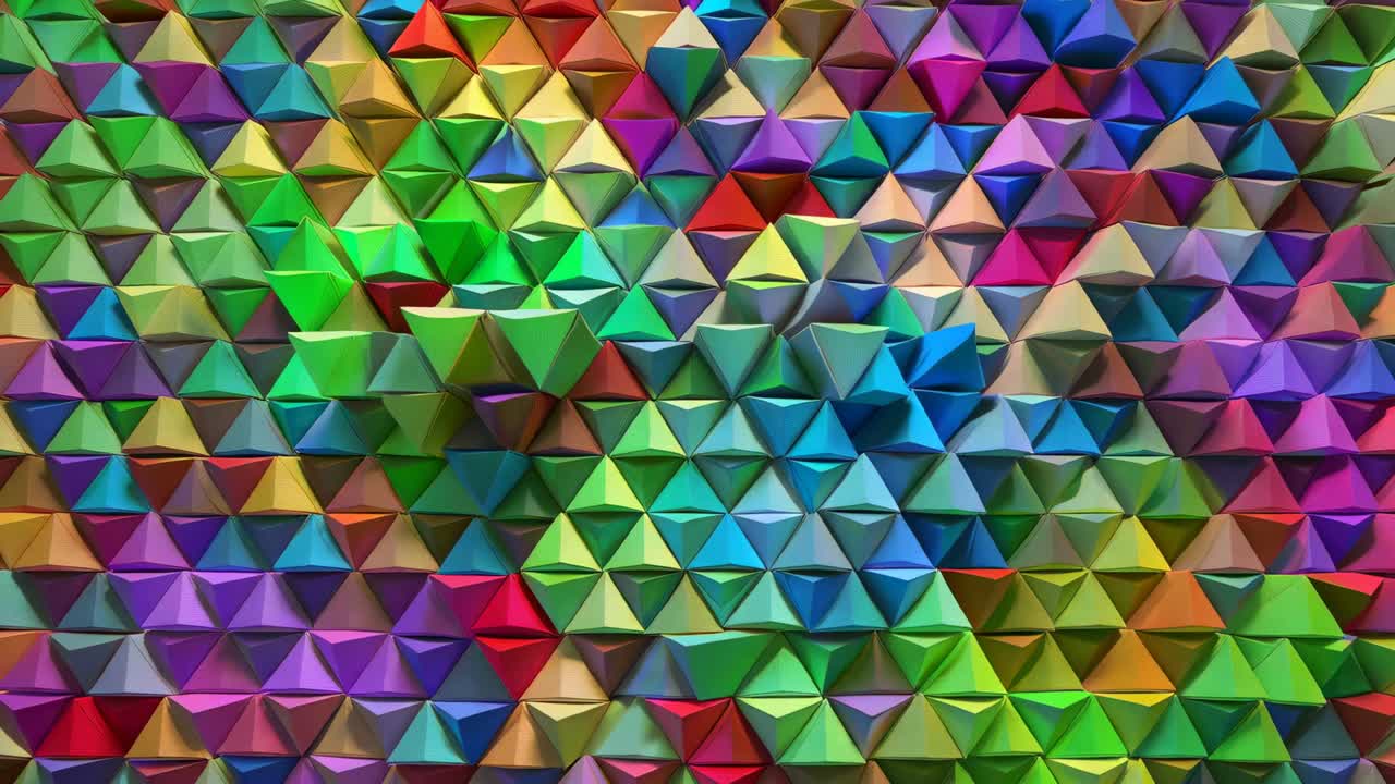 Spingendo i moduli piramidali a tre lati sul lato destro, l'ammasso si gonfia e sposta le tonalità lungo la parete vicina