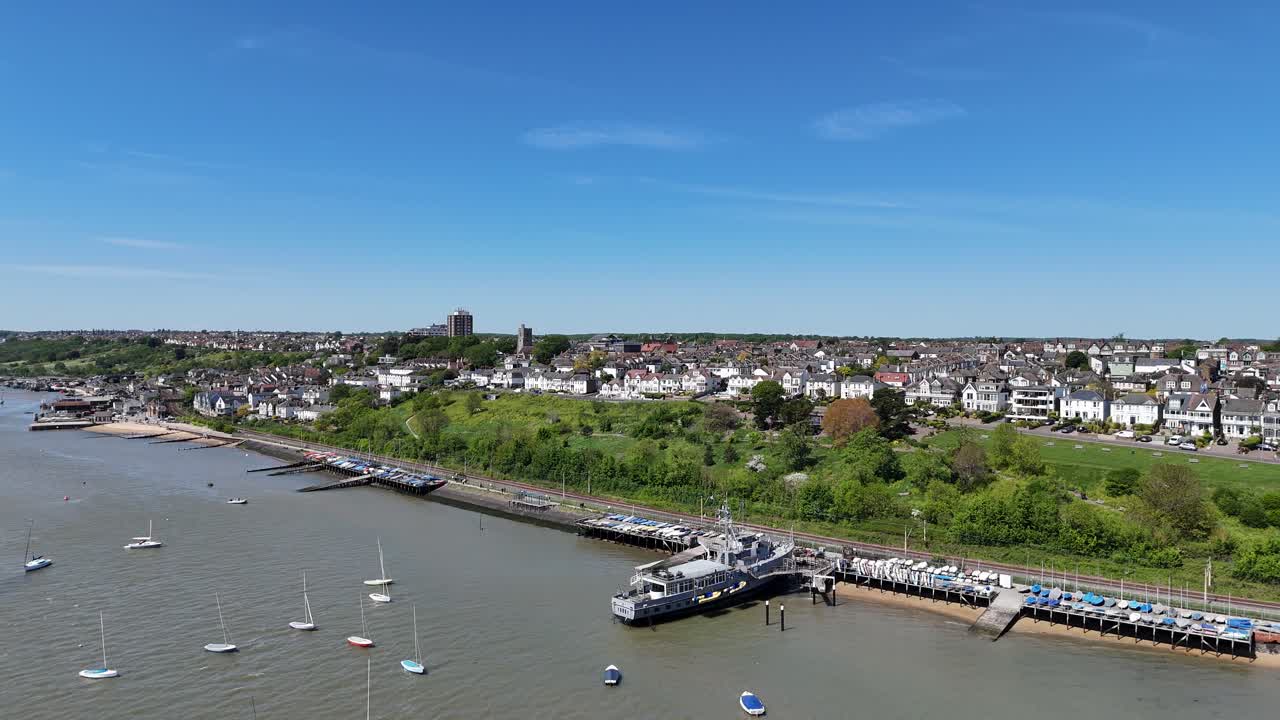 Leigh on Sea Essex UK coast line drone,aerial