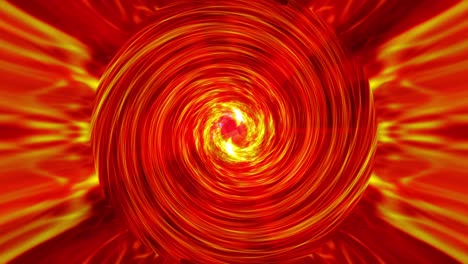 abstract illusion motion graphic loop of yellow orange red psychedelic twisting helix vortex energy light. 4k loop fast moving colorful round striped swirling hypnotic rotating abstraction art effect.
