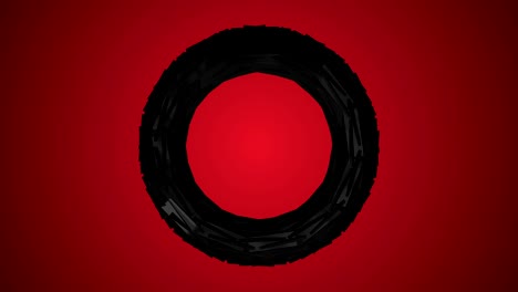 torus fractal girando en bucle sin costuras video de animación 4k en fondo rojo.