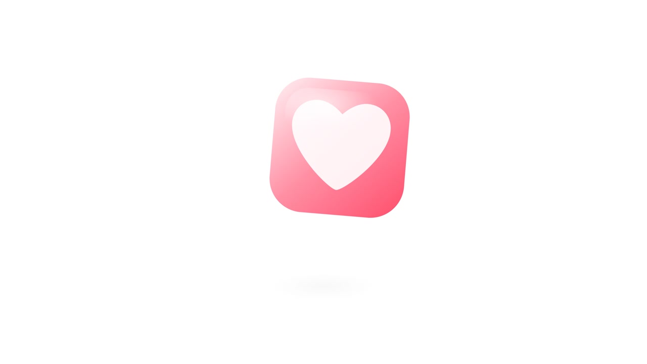 Floating Pink Heart Icon on White Background