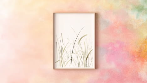 minimalist grass painting on a watercolor wall