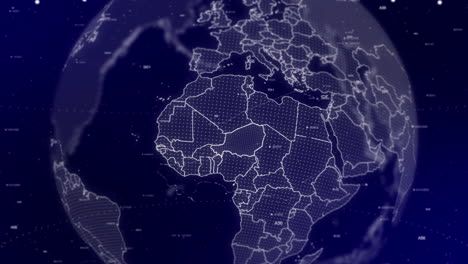 a cinematic video background showcases a digital globe rotating, zooming in on niger country