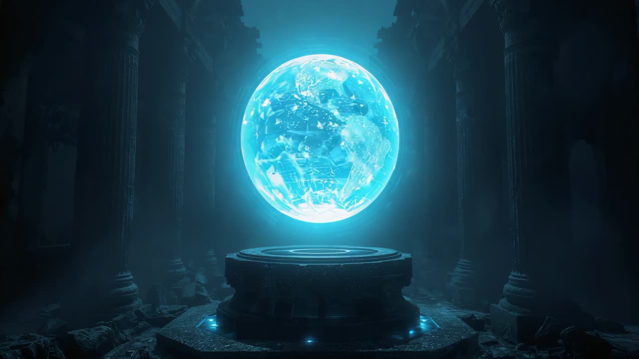 A Glowing Orb in Ancient Ruins