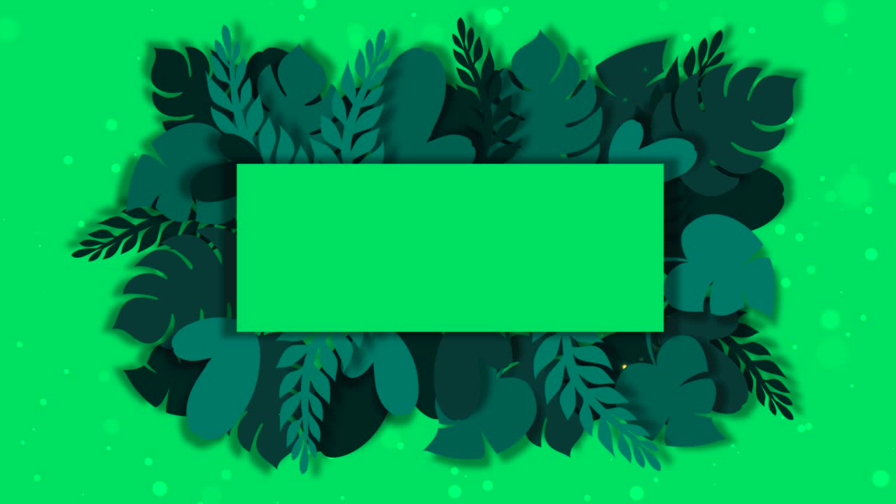 Tropical palm leaves animation template with green screen