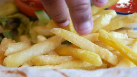 crispy french fries with salad