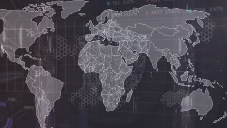 Animación-Del-Procesamiento-De-Datos-Sobre-El-Mercado-De-Valores-Y-El-Mapa-Mundial