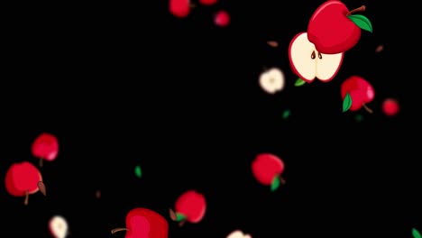 apples falling against a dark backdrop