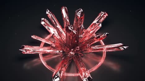 druse of raw red crystals 3d render seamless loop animation