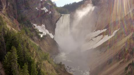 Aerial-4K-footage-of-Yellowstone-Falls-in-Yellowstone-National-Park,-Wyoming,-USA