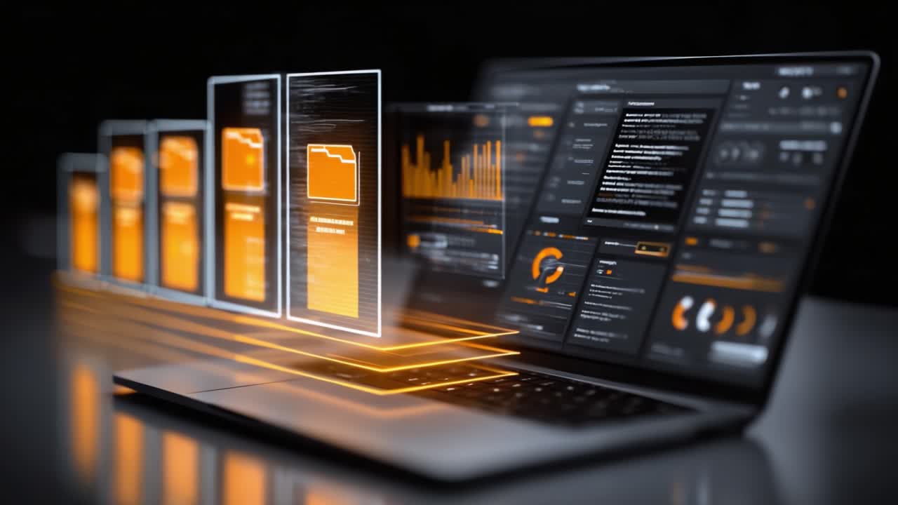 Innovative Data Visualization on a Laptop Screen Displaying Interactive Elements and Graphs to Enhance User Experience in Digital Interfaces